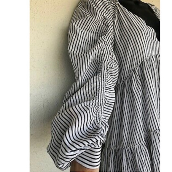 Frame Shirred Empire waist babydoll cotton/cupro tiered Parachute Dress Sz XS - Picture 7 of 9